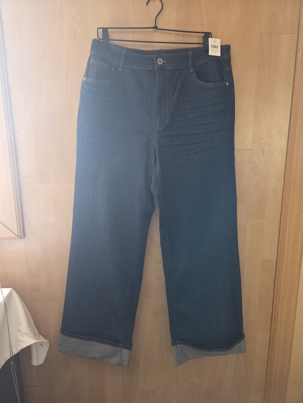 J. Jill Dark Indigo Wide Leg Denim Cuffed Jeans Size 14
